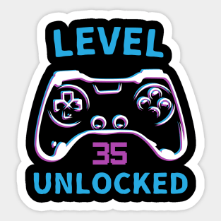 Level 35 Unlocked Retro Vintage Controller Sticker